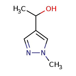 Chemical structure of 1-(1-methyl-1H-pyrazol-4-yl)ethanol , CAS 40534-33-6, AChemBlock O30374