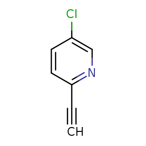 Chemical structure of 5-chloro-2-ethynylpyridine , CAS 1196153-33-9, AChemBlock O30377