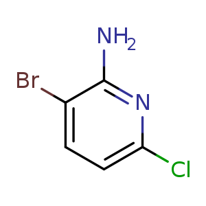 Chemical structure of 3-bromo-6-chloropyridin-2-amine , CAS 442127-50-6, AChemBlock O30393