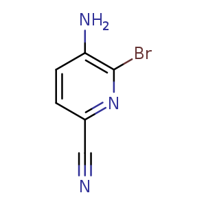 Chemical structure of 5-amino-6-bromopyridine-2-carbonitrile , CAS 849353-22-6, AChemBlock O30409