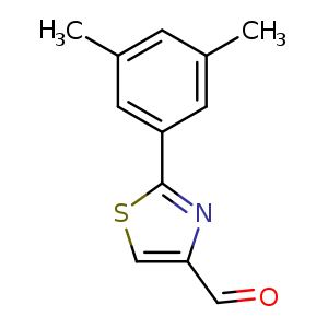 Chemical structure of 2-(3,5-dimethylphenyl)thiazole-4-carbaldehyde , CAS 885278-96-6, AChemBlock O30420