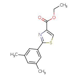 Chemical structure of ethyl 2-(3,5-dimethylphenyl)thiazole-4-carboxylate , CAS 885278-63-7, AChemBlock O30423