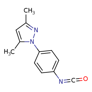 Chemical structure of 1-(4-isocyanatophenyl)-3,5-dimethyl-1H-pyrazole , CAS 937796-04-8, AChemBlock O30435