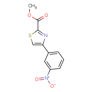 Chemical structure of methyl 4-(3-nitrophenyl)thiazole-2-carboxylate , CAS 885279-68-5, AChemBlock O30476