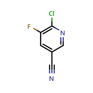 Chemical structure of 6-chloro-5-fluoropyridine-3-carbonitrile , CAS 1020253-14-8, AChemBlock O30490