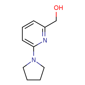 Chemical structure of (6-(pyrrolidin-1-yl)pyridin-2-yl)methanol , CAS 868755-48-0, AChemBlock O30507