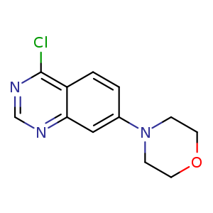 Chemical structure of 4-chloro-7-morpholinoquinazoline , CAS 1334602-74-2, AChemBlock O30525