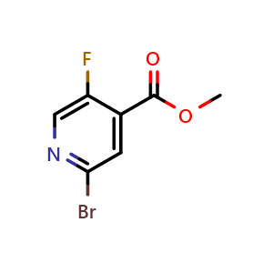Chemical structure of methyl 2-bromo-5-fluoropyridine-4-carboxylate , CAS 885588-14-7, AChemBlock O30526