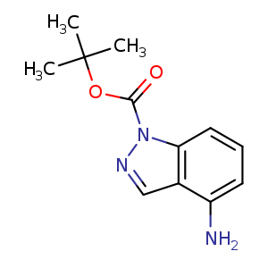 Chemical structure of tert-butyl 4-amino-1H-indazole-1-carboxylate , CAS 801315-74-2, AChemBlock O30558