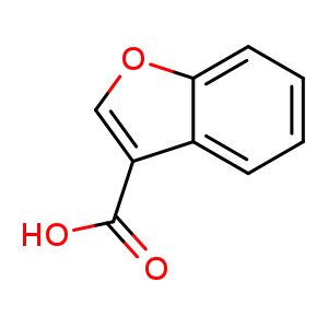 Chemical structure of benzofuran-3-carboxylic acid , CAS 26537-68-8, AChemBlock O30560
