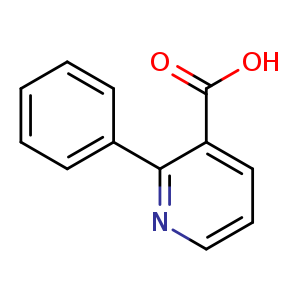 Chemical structure of 2-phenylpyridine-3-carboxylic acid , CAS 33421-39-5, AChemBlock O30561