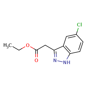 Chemical structure of ethyl 2-(5-chloro-1H-indazol-3-yl)acetate , CAS 27512-72-7, AChemBlock O30567