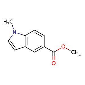 Chemical structure of methyl 1-methyl-1H-indole-5-carboxylate , CAS 128742-76-7, AChemBlock O30575