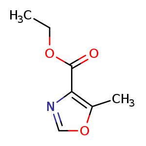 Chemical structure of Ethyl 5-methyloxazole-4-carboxylate , CAS 32968-44-8, AChemBlock O30583
