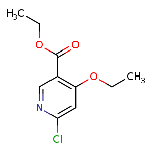 Chemical structure of ethyl 6-chloro-4-ethoxypyridine-3-carboxylate , CAS 40296-47-7, AChemBlock O30587