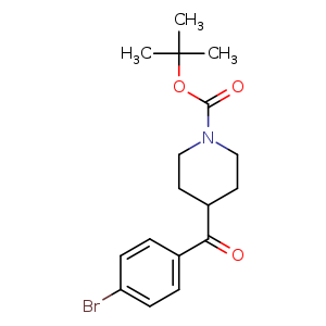 Chemical structure of tert-butyl 4-(4-bromobenzoyl)piperidine-1-carboxylate , CAS 439811-37-7, AChemBlock O30603