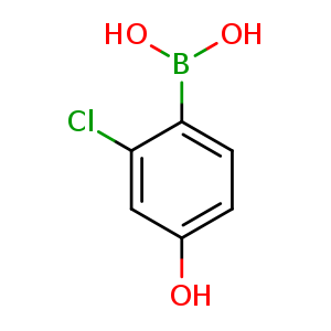 Chemical structure of 2-chloro-4-hydroxyphenylboronic acid , CAS 766549-26-2, AChemBlock O30606