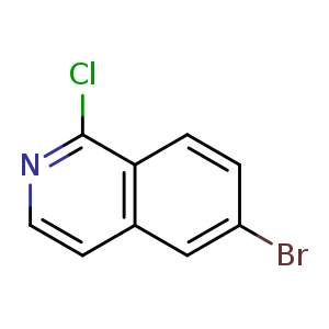 Chemical structure of 6-bromo-1-chloroisoquinoline , CAS 205055-63-6, AChemBlock O30625