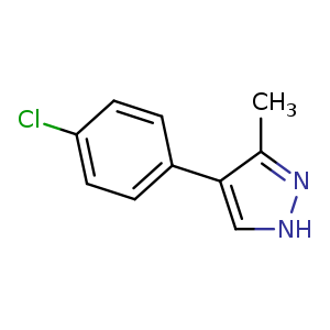 Chemical structure of 4-(4-chlorophenyl)-3-methyl-1H-pyrazole , CAS 667400-41-1, AChemBlock O30644