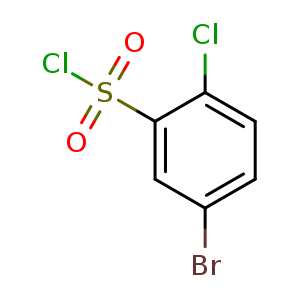 Chemical structure of 5-bromo-2-chlorobenzene-1-sulfonyl chloride , CAS 81226-68-8, AChemBlock O30646
