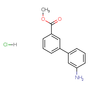 Chemical structure of methyl 3'-aminobiphenyl-3-carboxylate hydrochloride , CAS 343985-94-4, AChemBlock O30652