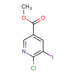Chemical structure of methyl 6-chloro-5-iodopyridine-3-carboxylate , CAS 365413-29-2, AChemBlock O30656