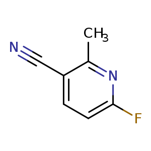 Chemical structure of 6-fluoro-2-methylpyridine-3-carbonitrile , CAS 375368-85-7, AChemBlock O30673