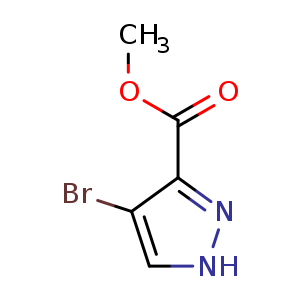 Chemical structure of Methyl 4-bromo-1H-pyrazole-3-carboxylate , CAS 81190-89-8, AChemBlock O30681