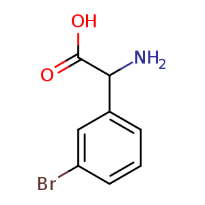 Chemical structure of 2-amino-2-(3-bromophenyl)acetic acid , CAS 79422-73-4, AChemBlock O30706