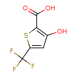 Chemical structure of 5-(trifluoromethyl)-3-hydroxythiophene-2-carboxylic acid , CAS 217959-85-8, AChemBlock O30709