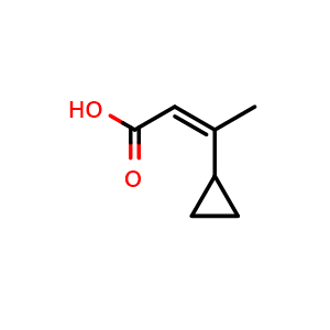 Chemical structure of (Z)-3-cyclopropylbut-2-enoic acid , CAS 766-68-7, AChemBlock O30728