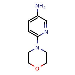Chemical structure of 6-morpholinopyridin-3-amine , CAS 52023-68-4, AChemBlock O30758
