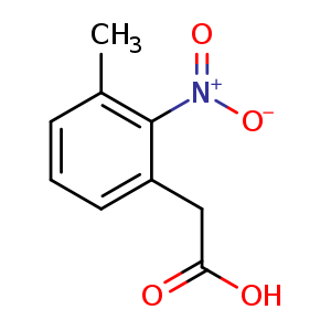 Chemical structure of 2-(3-methyl-2-nitrophenyl)acetic acid , CAS 18710-86-6, AChemBlock O30761