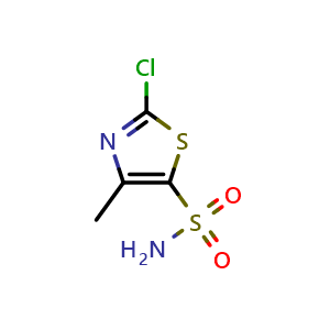 Chemical structure of 2-chloro-4-methylthiazole-5-sulfonamide , CAS 348086-67-9, AChemBlock O30783