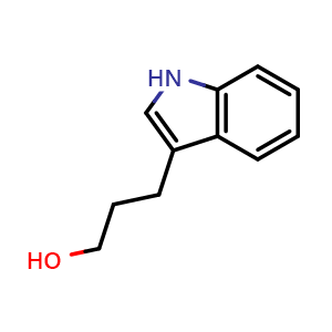 Chemical structure of 3-(1H-indol-3-yl)propan-1-ol , CAS 3569-21-9, AChemBlock O30784