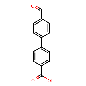 Chemical structure of 4'-formylbiphenyl-4-carboxylic acid , CAS 70916-98-2, AChemBlock O30785
