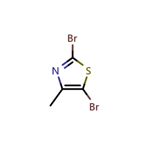 Chemical structure of 2,5-dibromo-4-methylthiazole , CAS 79247-78-2, AChemBlock O30791