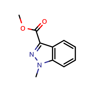 Chemical structure of methyl 1-methyl-1H-indazole-3-carboxylate , CAS 109216-60-6, AChemBlock O30818