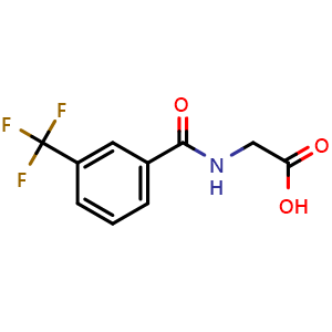 Chemical structure of 2-(3-(trifluoromethyl)benzamido)acetic acid , CAS 17794-48-8, AChemBlock O30827
