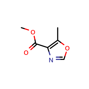 Chemical structure of methyl 5-methyloxazole-4-carboxylate , CAS 41172-57-0, AChemBlock O30830