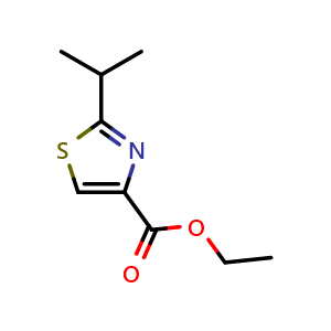 Chemical structure of ethyl 2-isopropylthiazole-4-carboxylate , CAS 133047-44-6, AChemBlock O30851