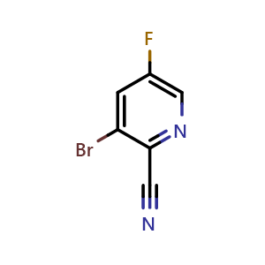 Chemical structure of 3-Bromo-5-fluoropyridine-2-carbonitrile , CAS 950670-18-5, AChemBlock O30855