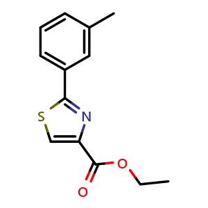 Chemical structure of Ethyl 2-m-tolylthiazole-4-carboxylate , CAS 132089-33-9, AChemBlock O30858