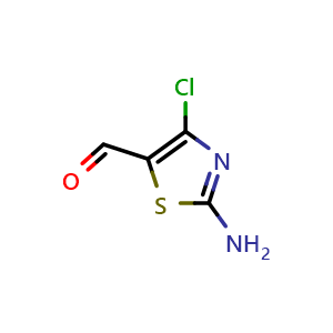 Chemical structure of 2-amino-4-chlorothiazole-5-carbaldehyde , CAS 76874-79-8, AChemBlock O30876