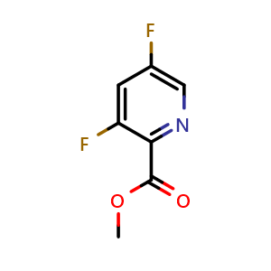 Chemical structure of Methyl 3,5-difluoropyridine-2-carboxylate , CAS 955885-64-0, AChemBlock O30901