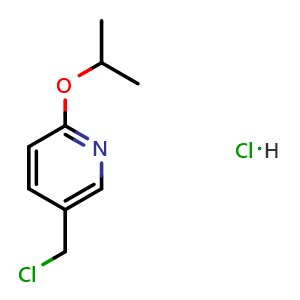 Chemical structure of 5-(chloromethyl)-2-isopropoxypyridine hydrochloride , CAS 1357945-88-0, AChemBlock O30910