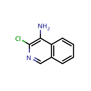 Chemical structure of 3-chloroisoquinolin-4-amine , CAS 342899-38-1, AChemBlock O30934