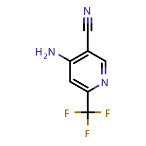 Chemical structure of 4-amino-6-(trifluoromethyl)pyridine-3-carbonitrile , CAS 1805396-59-1, AChemBlock O30941