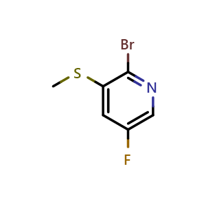 Chemical structure of 2-bromo-5-fluoro-3-(methylthio)pyridine , CAS 1357946-44-1, AChemBlock O30944