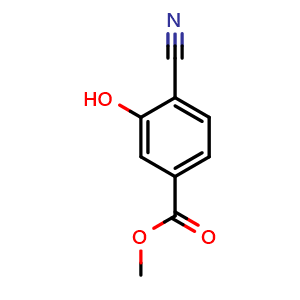 Chemical structure of methyl 4-cyano-3-hydroxybenzoate , CAS 6520-87-2, AChemBlock O30946